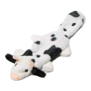 Animate Black & White Cow Flat Friend 15" Multi Squeaker Dog Toy