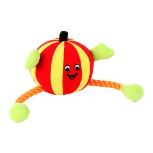 Animate Red Humbug Ball Rope Dog Toy with Squeaker