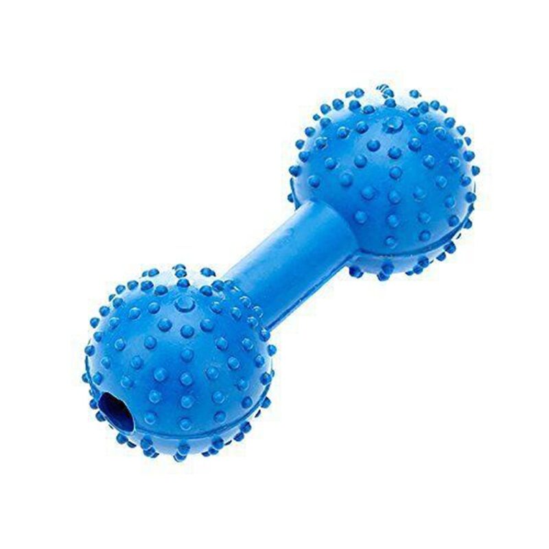Classic Pet Products Rubber Pimple Dumbbell Dog Toy - Blue