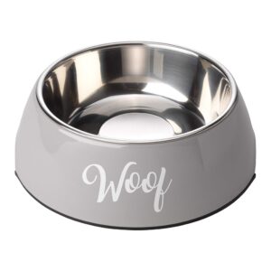 House of Paws Woof 2 in 1 Dog Bowl - Grey Medium 350ml