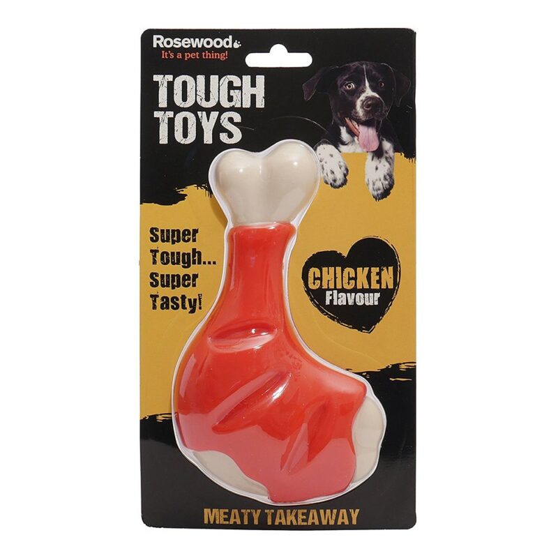 Rosewood Tough Toys Meaty Chicken Takeaway Leg Large Dog Toy